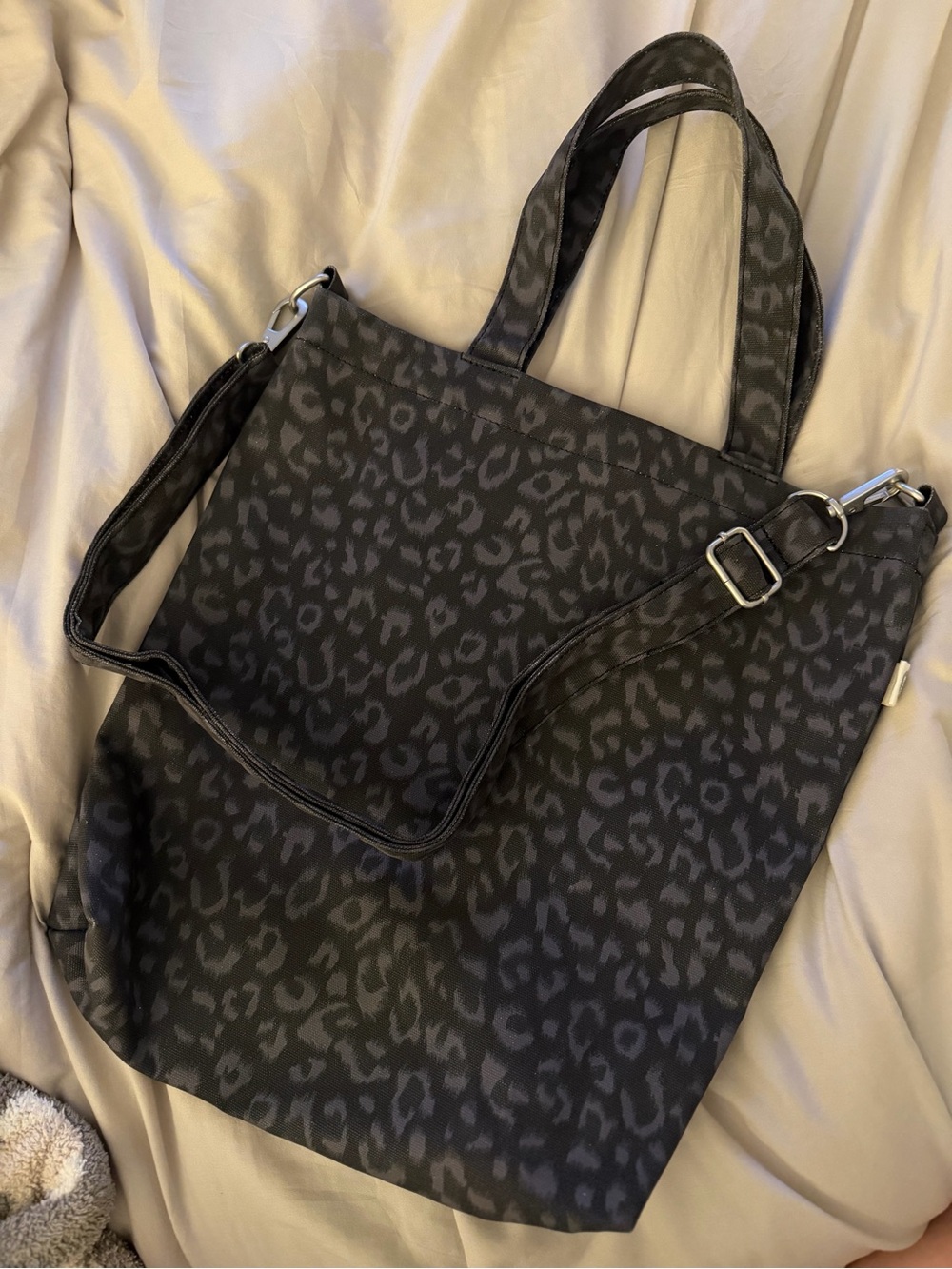 Quilted Koala Black Leopard Town Bag